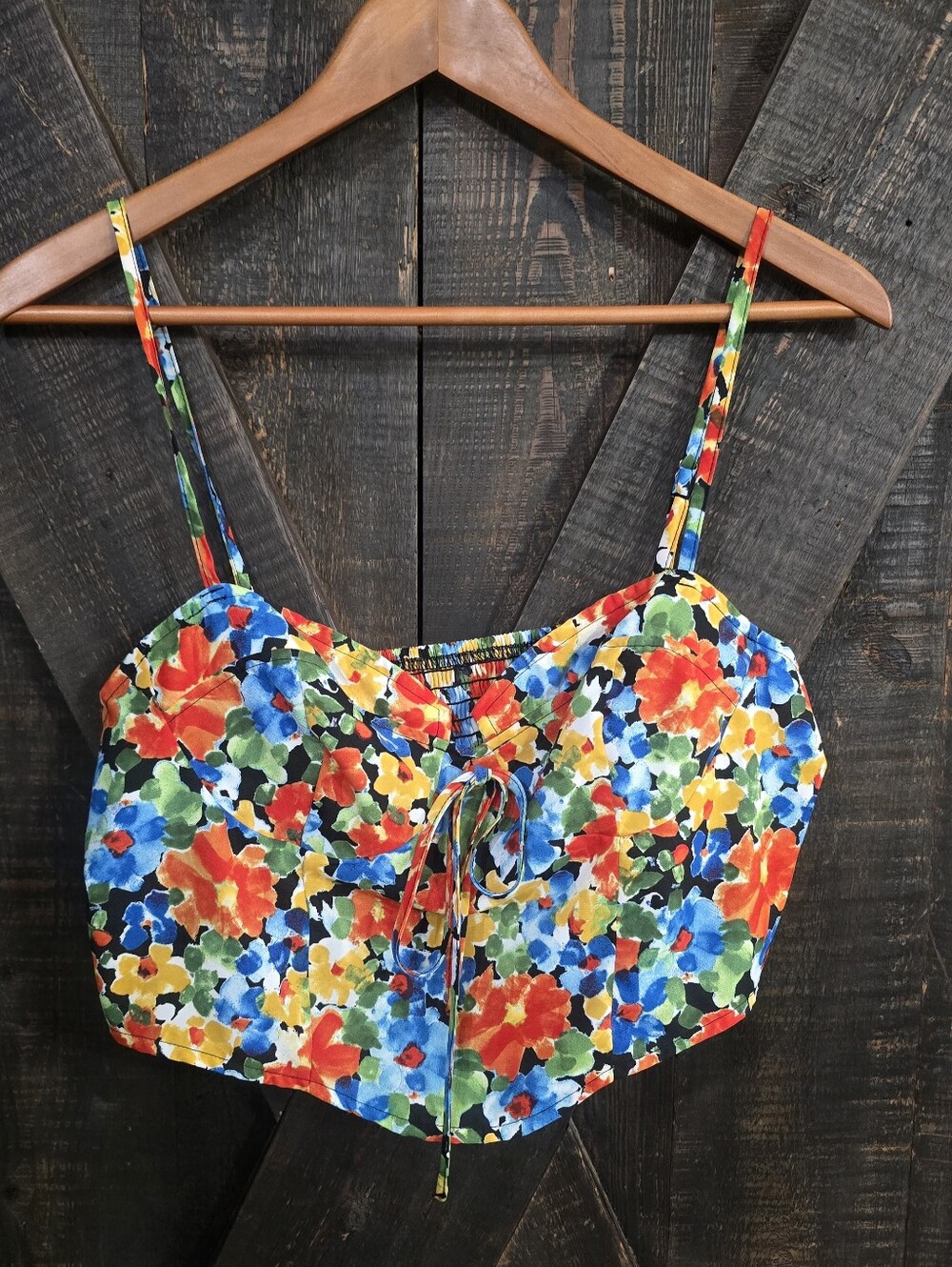Cider Floral Tie-Front Cami Top in Multicolor Juniors XL